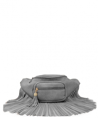 Designer Chic Fringe Waist Bag KL088 DARK GRAY